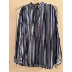 COOGI Mens Long Sleeve Striped Button Up Shirt XXXL Streetwear Designer Party